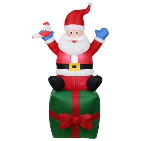 Autres décorations de Noël, Décoration de Noël gonflable de 1,8 m, Décoration Père Noël avec piquets en corde, Décoration cadeau de Noël durable, Convient aux jardins intérieurs et extérieurs (1/5)