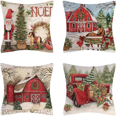 Décoration de Noël : Taies d'oreiller à motifs de Noël – Coussins de Noël à faire soi-même  Taie d'oreiller carrée zippée, 45 x 45 cm (1/5)