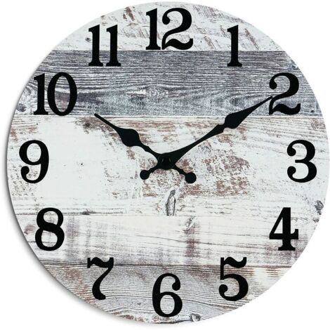 Horloge Horloge Murale Grise - Horloge Murale Rustique de 25 cm à Piles, Silencieuse, Horloge de Campagne Vintage pour Cuisine, Salle de Bains, Chambre à Coucher, Salon, Bureau, Maison (1/5)