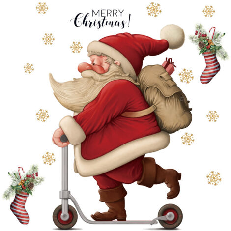 Autres décorations de Noël, autocollants de fenêtre « Joyeux Noël » pour la décoration de la maison, autocollants muraux en vinyle PVC Père Noël, décorations du Nouvel An (1/5)