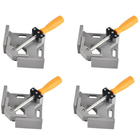 4 Pcs Serre Joint Angle 90 °, Etau D'angle Alliage d'Aluminium, Pince de Soudage d'angle avec mâchoire pivotante réglable, pour Outils Menuisier, Soudage de Charpentier (Gris) (1/5)