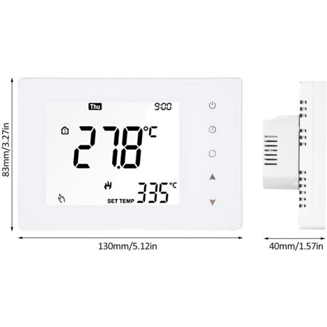 5A thermostat intelligent programmation hebdomadaire écran LCD écran tactile chauffe-eau thermostat régulateur de température ambiante TP818WHP blanc--Trimec (1/5)