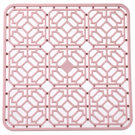 Tapis d'évier, Grand Tapis d'évier de Cuisine en PVC, Accessoires pour évier et évier avec Trous de Drainage, 3030(rose) (1/3)