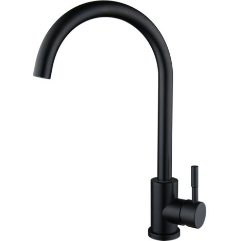 Robinet de Cuisine Noir, Mitigeur Cuisine Robinet Pivotant à 360°, Robinetterie de Cuisine avec Bec Haut, Noir Robinet d'Evier Froid & Chaud Disponible (1/5)