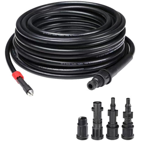 1 pièce tuyau de nettoyage haute pression 15 m, 4 raccords, 155 bar - 529 bar, 60°C, kit de nettoyage de tuyau, tuyau de lavage, accessoires de lavage pour Kärcher Lavor, Interpump, Bosch nettoyeurs h (1/5)