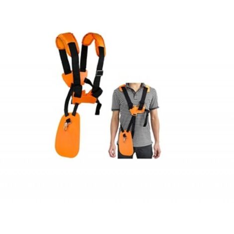 Harnais débroussailleuse - Tondeuse à Harnais Double épaule avec Ceinture de Nylon Durable Adjuestable Couleur orange-- (1/2)