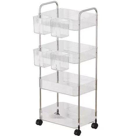 Organiseur de rangement en acrylique transparent, chariot de rangement pour cosmétiques, organisateur de toilette, table de chevet, 4 niveaux (1/5)