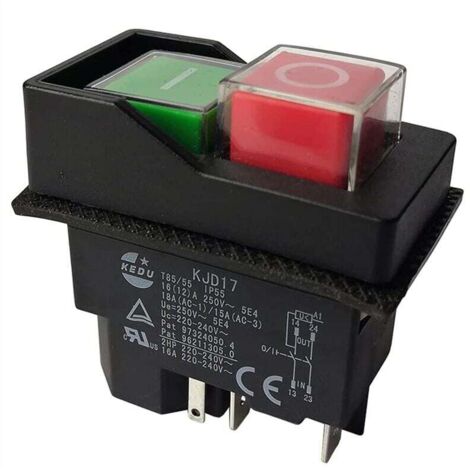 Ikodm – Commutateur électromagnétique KJD17 220V 5 broches – Coupure bipolaire – Sécurité intégrée – Pour machines-outils et jardinage