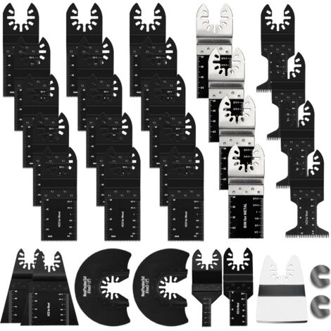 Kit de 31 lames de scie oscillantes à monter soi-même, pour le bois, le métal, le bois, professionnel, à dégagement rapide, universel (1/5)