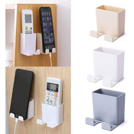3 Pièces Support de Téléphone Portable Mural, ABS avec Crochet Boîte d'Organisateur Mural pour Support de Chargement De Téléphone Portable, Boîte de Rangement à Télécommande (A) (1/5)