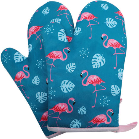 Gant anti-chaleur Gant de Cuisine, Gant Four Manique Four Oven Mitts Oven Gloves Flamingo Gant Manique Gants Isolants Cuisine Épais Mitaine Four pour Barbecue Cuisson Cuisine 1 Paire blau-RAPANDA (1/5)