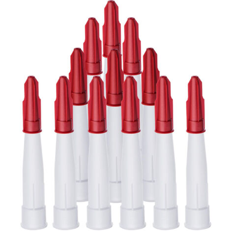 12 groupes capuchons de buses de calfeutrage, buses de calfeutrage, embouts applicateurs en silicone refermables，blanc+rouge (1/4)