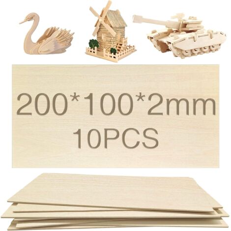 Contreplaqué, 10pcs 100 X 200 X 2mm, DIY Fait Main, Pyrogravure, Planche de Bois Modèle Avion, Plaque Bois (1/5)