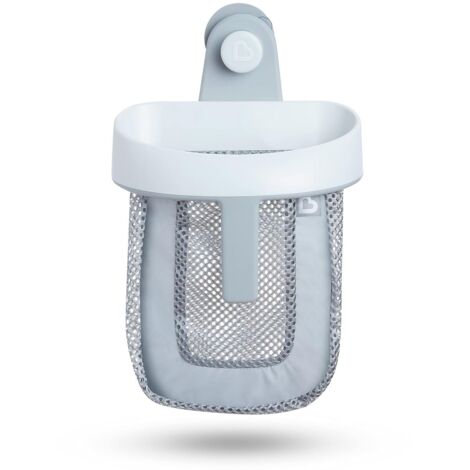 Filet de Bain Super Scoop pour Rangement des Jouets, Panier Amovible, Sac pour Bébé, Bac Rangement Suspendu pour Baignoire et Douche, avec Ventouse et Poignée, Plastique, Gris (1/5)