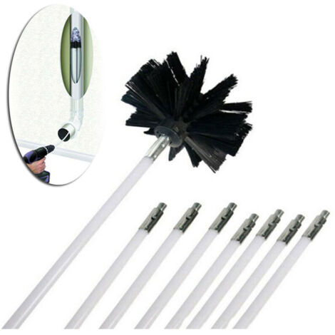 Ikodm – Kit de nettoyage de cheminée 8 tiges nylon 610mm – Longueur totale 3,65m – Tête de brosse 4' pour nettoyage en profondeur (1/5)