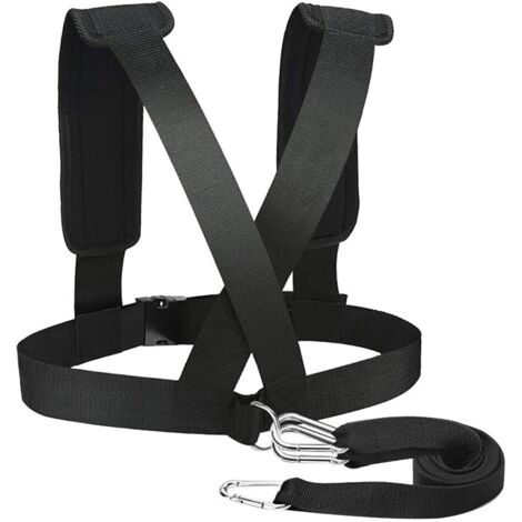 Sangle de soutien de poids, bandes de résistance, bandoulière de fitness, boucle élastique Bandoulière rembourrée réglable, harnais de traîneau, harnais de traction pour entraînement de résistance (1/5)