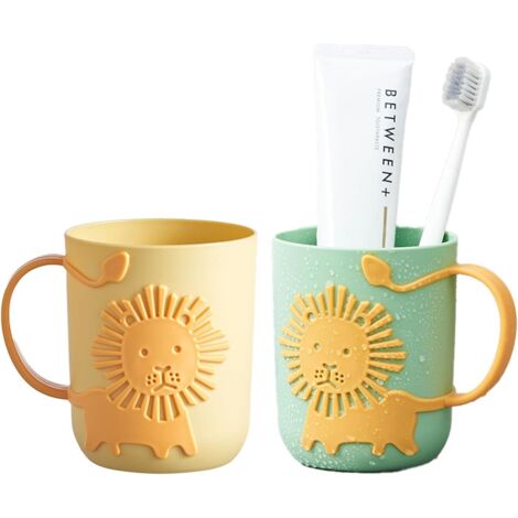 CSPARKV 2 Pièces Pot a Brosse a Dent avec Poignée Gobelet Réutilisable Gobelet Multifonctionnel Porte-Brosse à Dents en Plastique pour Salle De Bain