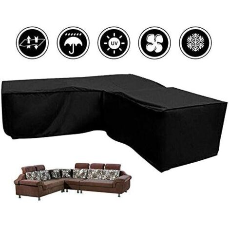 Ineasicer Housse de canapé de Jardin en Forme de L - Housse de Protection Salon de Jardin en Forme de L avec Cordons de Serrage en Bas,210D bache Salon de Jardin en Forme de L,286 x 222 x 82 cm (1/5)