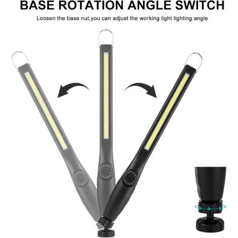 Lampe De Travail COB Baladeuse, Lampe LED Rechargeable 2PCS Torche Lampe De Poche Avec Base Magnétique