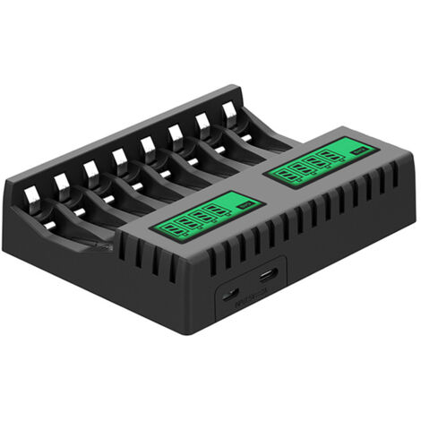 Chargeur de batterie avec écran LCD 8 emplacements Chargeurs intelligents intelligents pour piles rechargeables AA/AAA NiCd NiMh Chargeur AA AAA. (1/4)