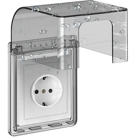 Type 86 Cache Prise Etanche Electrique Murale, Prise Electrique de Courant Etanche, Autocollant Prise Couvercle Interrupteur, 10.8x7.5x12.3cm, pour Salle de Bain et Cuisine Prise (1/5)