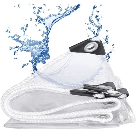 Bâche Imperméable Transparente Indéchirable Anti-Pluie Étanche Coupe Vent Couverture Pvc Avec Oeillets, Housse Terrasse Jardin Camping D'extérieur Epaisseur 0.5mm 1.5×2m (1/5)