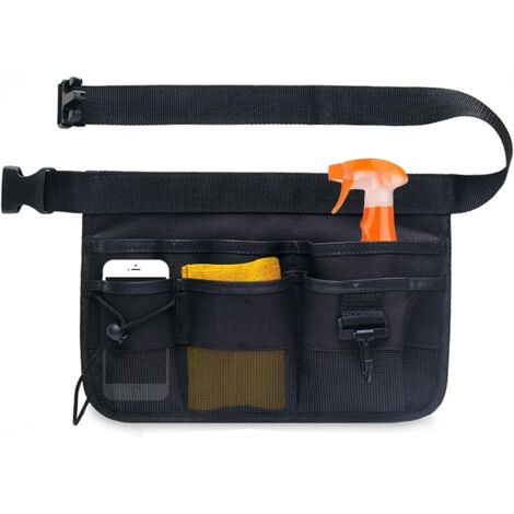 CSPARKV Sac de Taille pour Ceinture de Jardinage, Sac à Outil avec Multi Poches, Sac Ceinture à Outils Professionnel Réglable Imperméable Oxford, pour La Maison, Le Jardin, Le Nettoyage (Noir) (1/4)