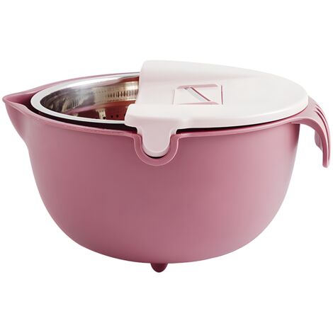 Ensemble de passoire de cuisine avec bol, panier à fruits et légumes en plastique sans BPA, bac de vidange à double couche compatible lave-vaisselle, pour pâtes, salades, baies, nettoyage et mélange (1/5)