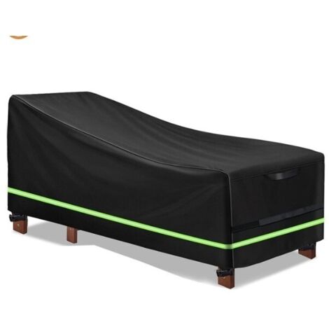 Housse de chaise longue en bois Oxford 420D, 65 x 95 x 155 cm, anti-poussière, protège du soleil, du vent, de la pluie, de la neige et d'autres éléments (noir) (1/5)