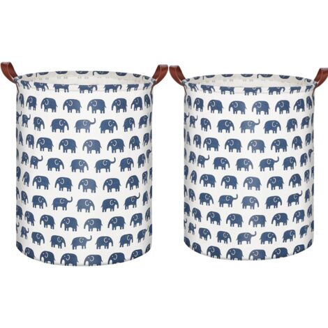 (2 Pièces)Panier à Linge Pliable Avec Anse, Grand Panier Rangement 63L, Tissue Imperméable Corbeille a Linge Pour Enfants, Organiser Chambr - Éléphant (1/5)