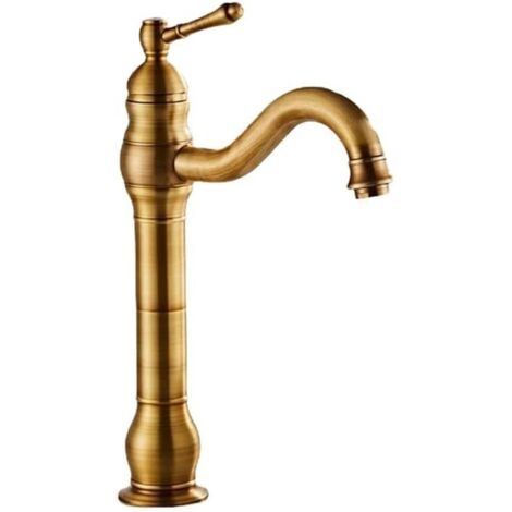 Robinet de lavabo rétro entièrement en cuivre, étanche aux éclaboussures pour eau chaude et froide, de style antique