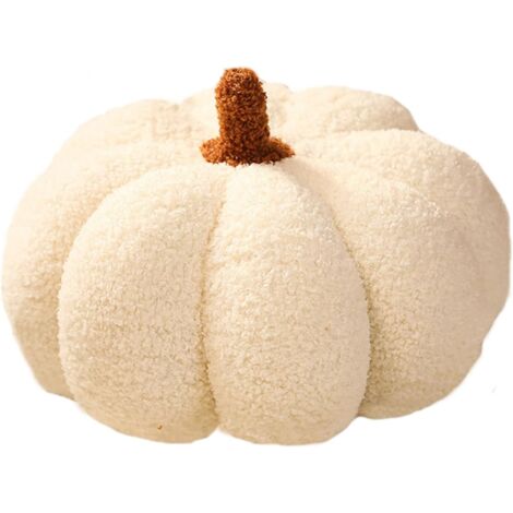 Coussin décoratif en peluche citrouille, coussin citrouille, décoration d'Halloween, coussins citrouille en peluche Halloween, 30 cm (blanc) (1/5)