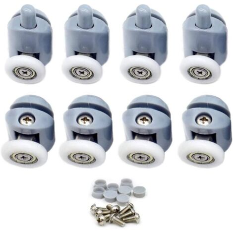 Langray – Roulettes pour porte de douche 8 pièces – Galets 23mm en laiton et plastique ABS – Installation facile pour portes coulissantes en verre - 23mm-RAPANDA (1/5)