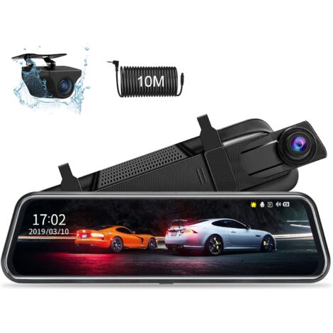 Ikodm – Dashcam rétroviseur 10' FHD 1080P – Caméra avant et arrière – Vision nocturne WDR – Grand angle 170° – Câble de 10m pour installation facile (1/5)