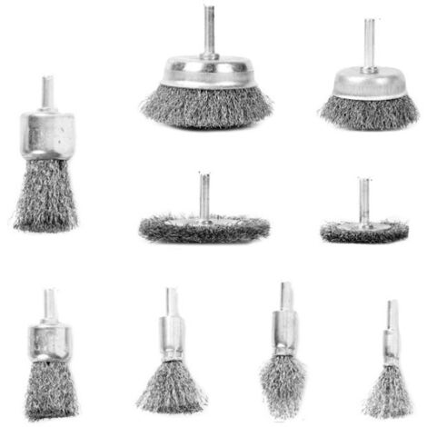 Brosse métallique, perceuse, ensemble de brosses métalliques, ensemble de 9 brosses de forage, disques, brosse à pot, brosse en acier, antirouille et ensemble de brosses à coupelles, ensemble de bross (1/5)