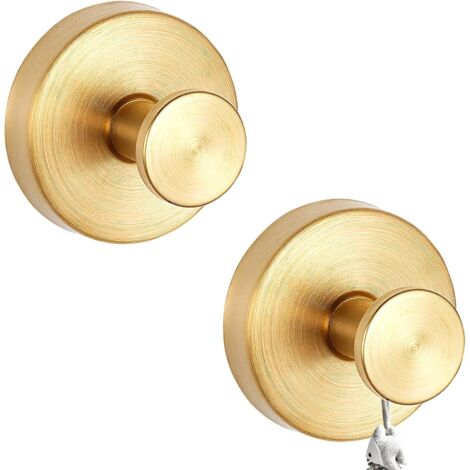 CSPARKV Lot de 4 crochets à ventouse, amovibles, réutilisables, en acier inoxydable, pour paroi de douche, cuisine, porte en verre, fenêtre, miroir, carrelage lisse, doré (1/5)