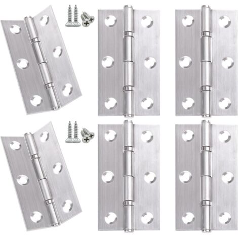 Lot de 6 charnières de porte d'armoire en acier inoxydable avec 60 vis pour quincaillerie de meubles, portes de tiroirs d'armoires, 60 x 38 mm (1/5)
