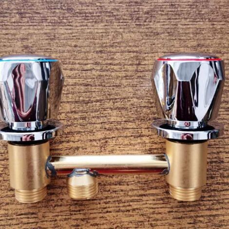 uxcell 2 pièces Poignées de robinet, Boutons de douche, Poignées de robinet d'eau froide, Poignées de robinet de remplacement à bras croisé en alliage pour cuisine, douche, baignoire, argenté