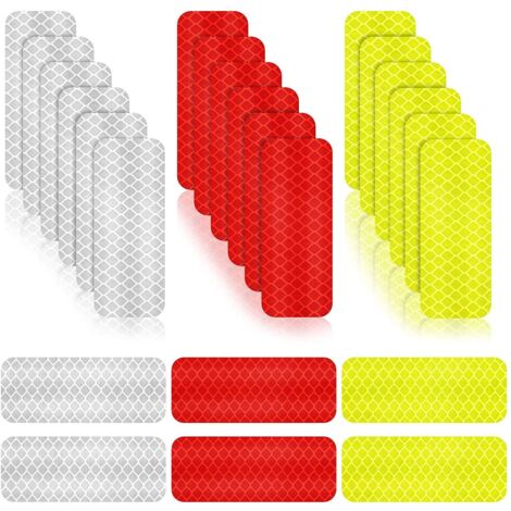 24 Pcs Autocollants Réfléchissants d'Avertissement Stickers Réfléchissants de Sécurité Stickers de Visibilité Nocturne Autocollants de Bande Imperméables pour Véhicule (1/5)