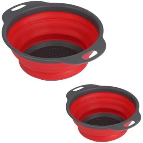 CSPARKV 24.5 x19.7x8.7cm Rouge 2 Pièces Passoires de Cuisine Pliables, Passoire Pliable en Silicone, Panier de Passoire Pliables pour Pâtes, Légumes (1/5)