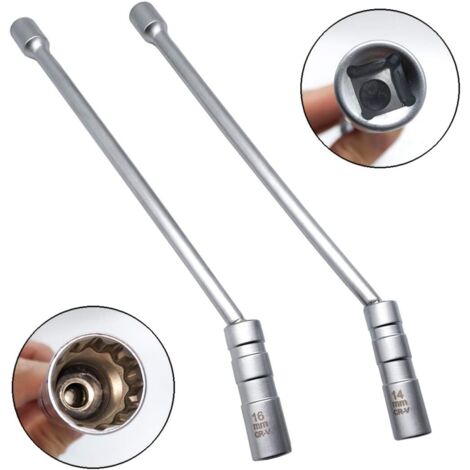 Clés À Bougie 14 Mm 16 Mm  Allonger Magnétique Douille À Bougie Douze Pans  3/8" Universelle Flexible Clés À Bougie Douilles À Bougies Outil De Retrait De Clé (1/5)