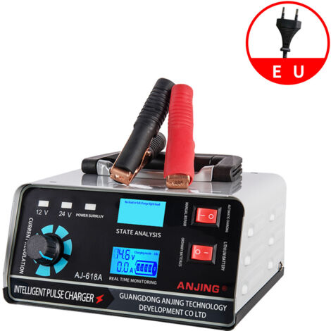 Chargeur de batterie de voiture, chargeur à impulsions haute puissance 12 V en cuivre pur, activateur de réparation de batterie pour voiture, bateau, moto, tondeuse à gazon, batterie plomb-acide ou ba (1/5)