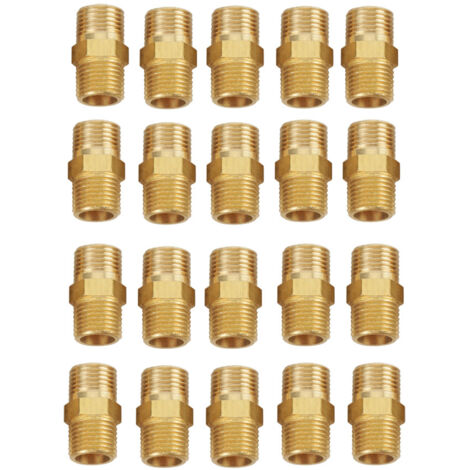 20pièces Filetage Hex Nipple Raccord de Tuyau 1/8 BSP à 1/8 BSP Raccord de tuyau Connecteur de Robinet en Laiton (1/5)