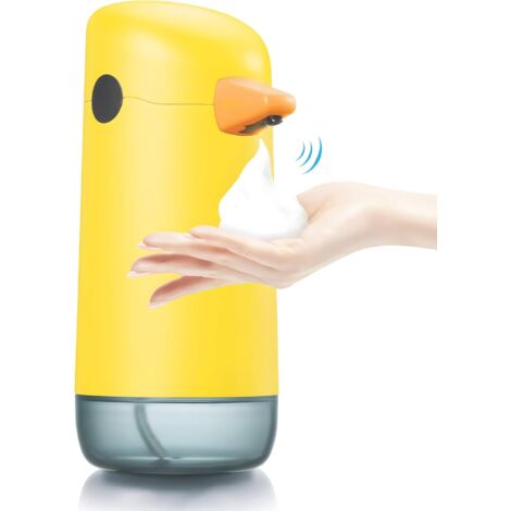 CSPARKV Distributeur automatique de savon moussant pour enfants avec capteur infrarouge sans contact, alimenté par piles, idéal pour salle de bain et cuisine Jaune (1/5)