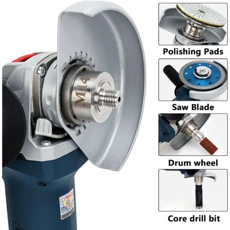 Lot De 4 Accessoires Meuleuse D'Angle M14 Dégagement Rapide + Écrous Bride 5/8 + Clé - Compatible Makita, Ryobi, Black & Decker