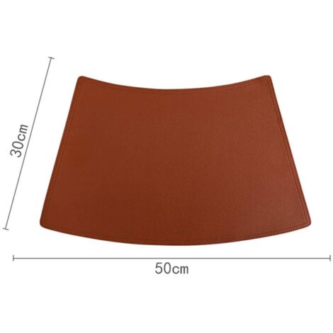 Lot de 4 sets de table en cuir synthétique - 50 × 30 cm - Anti-taches - Antidérapants - Imperméables - Lavables - Couleur kaki (1/5)
