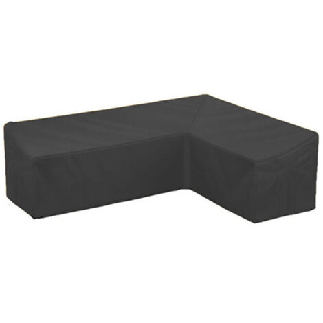 Housse de canapé d'angle de jardin en L, tissu Oxford imperméable, noir, 286 x 286 x 82 cm (1/5)