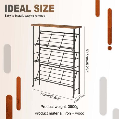Meuble à chaussures，Organisateur d'étagère à chaussures, armoire à chaussures étroite robuste de 4 étages, étagère à chaussures indépendante sur le dessus en bois, grande étagère à chaussures (12 - 16 (1/3)
