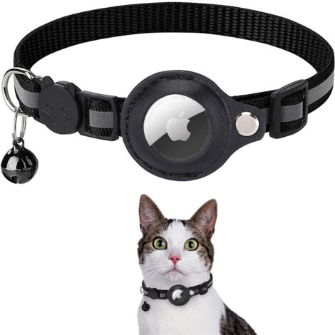 Collier pour chat avec support Airtag – Boucle de sécurité anti étranglement – Nylon durable – Longueur ajustable jusqu'à 32,5cm