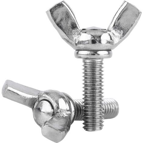 Lot de 5 vis à oreilles entièrement filetées M6 DIN316 en acier inoxydable 304 (M6 x 12 mm) (1/2)